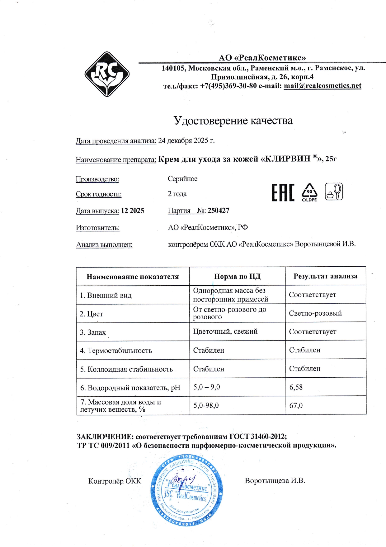 Паспорт №250427